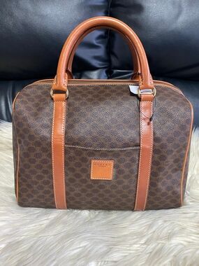 ❣️Celine Brown Monogram Bowling Bag with Tan Leather Trim❣️